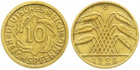 Weimarer Republik, Kursmünzen, 10 Reichspfennig, messingfarben 1924-1936
1928 G. sehr schön, selten