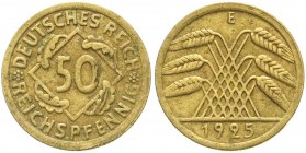 Weimarer Republik, Kursmünzen, 50 Reichspfennig, messingfarben 1924-1925
1925 E. sehr schön
