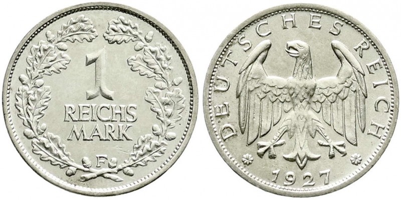 Weimarer Republik, Kursmünzen, 1 Reichsmark, Silber 1925-1927
1927 F. vorzüglich...