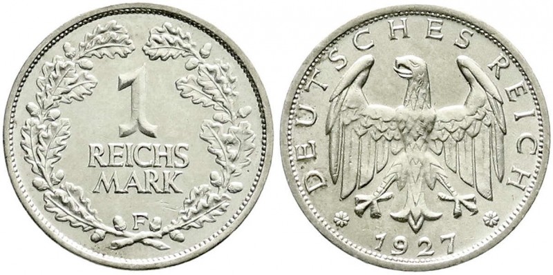 Weimarer Republik, Kursmünzen, 1 Reichsmark, Silber 1925-1927
1927 F. vorzüglich...