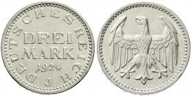 Weimarer Republik, Kursmünzen, 3 Mark, Silber 1924-1925
1924 J. vorzüglich/Stempelglanz