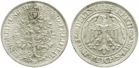 Weimarer Republik, Kursmünzen, 5 Reichsmark Eichbaum Silber 1927-1933
1927 D. vorzüglich/Stempelglanz