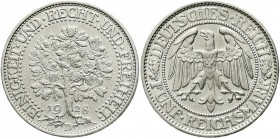 Weimarer Republik, Kursmünzen, 5 Reichsmark Eichbaum Silber 1927-1933
1928 D. sehr schön/vorzüglich