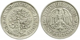 Weimarer Republik, Kursmünzen, 5 Reichsmark Eichbaum Silber 1927-1933
1931 D. sehr schön/vorzüglich