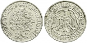 Weimarer Republik, Kursmünzen, 5 Reichsmark Eichbaum Silber 1927-1933
1932 E. sehr schön/vorzüglich, berieben