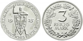 Weimarer Republik, Gedenkmünzen, 3 Reichsmark Rheinlande
1925 A. Polierte Platte, nur min. berührt
