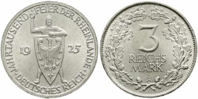 Weimarer Republik, Gedenkmünzen, 3 Reichsmark Rheinlande
1925 A. fast Stempelglanz