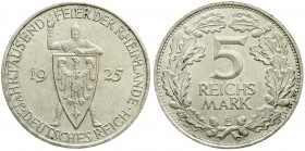 Weimarer Republik, Gedenkmünzen, 5 Reichsmark Rheinlande
1925 E. fast Stempelglanz