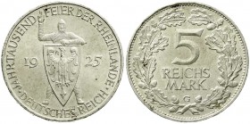 Weimarer Republik, Gedenkmünzen, 5 Reichsmark Rheinlande
1925 G. vorzüglich/Stempelglanz