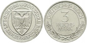 Weimarer Republik, Gedenkmünzen, 3 Reichsmark Lübeck
1926 A. vorzüglich/Stempelglanz