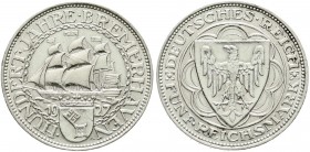 Weimarer Republik, Gedenkmünzen, 5 Reichsmark Bremerhaven
1927 A. vorzüglich, leicht berieben