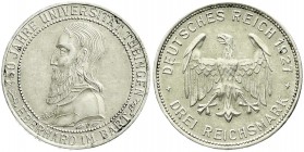 Weimarer Republik, Gedenkmünzen, 3 Reichsmark Tübingen
1927 F. vorzüglich, Randfehler