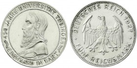 Weimarer Republik, Gedenkmünzen, 5 Reichsmark Tübingen
1927 F. vorzüglich/Stempelglanz, min. berieben