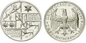 Weimarer Republik, Gedenkmünzen, 3 Reichsmark Marburg
1927 A. Polierte Platte, minimal berieben