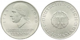 Weimarer Republik, Gedenkmünzen, 3 Reichsmark Lessing
1929 A. fast Stempelglanz