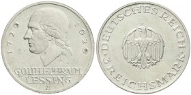 Weimarer Republik, Gedenkmünzen, 3 Reichsmark Lessing
1929 E. gutes vorzüglich