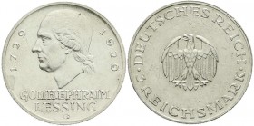 Weimarer Republik, Gedenkmünzen, 3 Reichsmark Lessing
1929 G. sehr schön/vorzüglich, kl. Kratzer