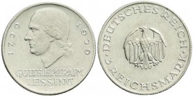 Weimarer Republik, Gedenkmünzen, 3 Reichsmark Lessing
1929 J. gutes vorzüglich