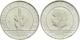 Weimarer Republik, Gedenkmünzen, 3 Reichsmark Schwurhand
1929 A. prägefrisch/fast Stempelglanz