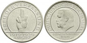 Weimarer Republik, Gedenkmünzen, 5 Reichsmark Schwurhand
1929 J. vorzüglich/Stempelglanz