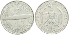 Weimarer Republik, Gedenkmünzen, 3 Reichsmark Zeppelin
1930 A. fast Stempelglanz