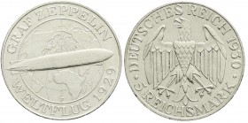 Weimarer Republik, Gedenkmünzen, 5 Reichsmark Zeppelin
1930 F. vorzüglich, kl. Kratzer