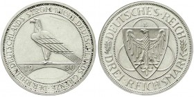 Weimarer Republik, Gedenkmünzen, 3 Reichsmark Rheinstrom
1930 E. Polierte Platte, Kratzer, sehr selten
