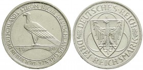 Weimarer Republik, Gedenkmünzen, 3 Reichsmark Rheinstrom
1930 E. vorzüglich, selten