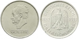 Weimarer Republik, Gedenkmünzen, 3 Reichsmark Goethe
1932 D. gutes vorzüglich, kl. Randfehler