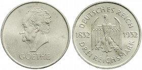 Weimarer Republik, Gedenkmünzen, 3 Reichsmark Goethe
1932 F. fast Stempelglanz, Prachtexemplar