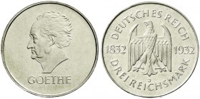 Weimarer Republik, Gedenkmünzen, 3 Reichsmark Goethe
1932 J. prägefrisch, Kratzer