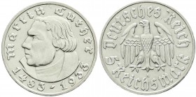 Drittes Reich, Gedenkmünzen, 5 Reichsmark Luther, 1933-1934
1933 A. fast vorzüglich