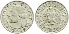Drittes Reich, Gedenkmünzen, 5 Reichsmark Luther, 1933-1934
1933 D. gutes vorzüglich, kl. Kratzer