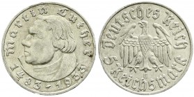 Drittes Reich, Gedenkmünzen, 5 Reichsmark Luther, 1933-1934
1933 E. sehr schön, kl. Randfehler