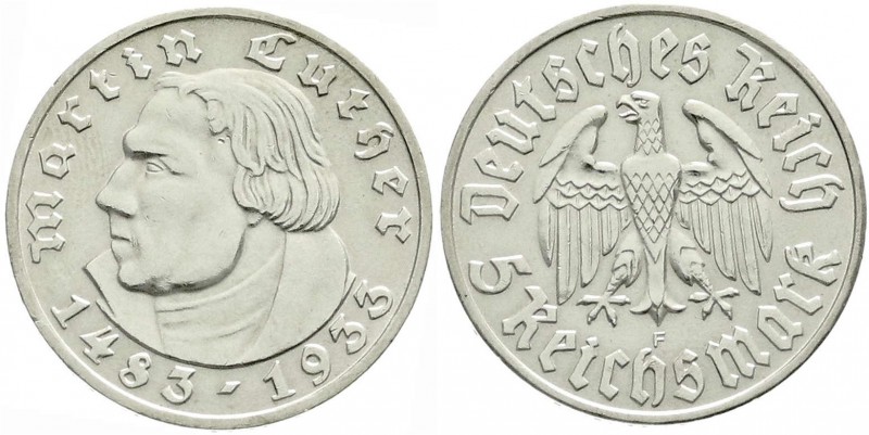 Drittes Reich, Gedenkmünzen, 5 Reichsmark Luther, 1933-1934
1933 F. gutes vorzüg...
