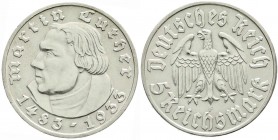 Drittes Reich, Gedenkmünzen, 5 Reichsmark Luther, 1933-1934
1933 F. gutes vorzüglich