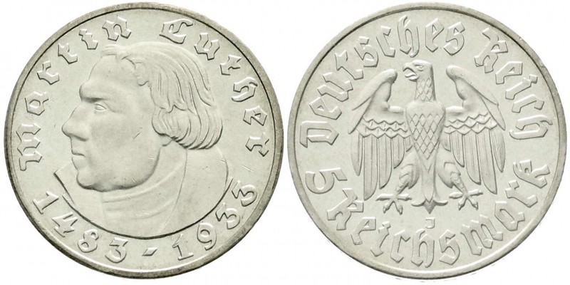 Drittes Reich, Gedenkmünzen, 5 Reichsmark Luther, 1933-1934
1933 J. vorzüglich/S...