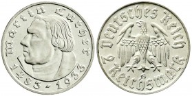 Drittes Reich, Gedenkmünzen, 2 Reichsmark Luther, 1933-1934
1933 G. vorzüglich/Stempelglanz