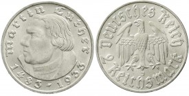 Drittes Reich, Gedenkmünzen, 2 Reichsmark Luther, 1933-1934
1933 J. prägefrisch/fast Stempelglanz