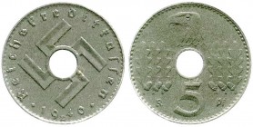 Drittes Reich, Reichskreditkassen
5 Pfennig 1940 E. Mit Gutachten Franquinet. vorzüglich, selten