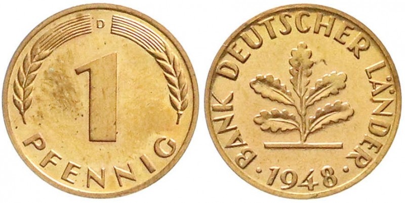 Münzen der Bundesrepublik Deutschland, Kursmünzen, 1 Pfennig, Eisen, Kupfer plat...