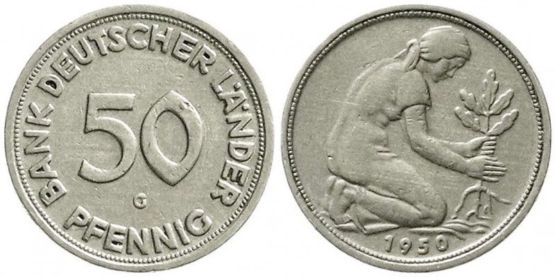 Münzen der Bundesrepublik Deutschland, Kursmünzen, 50 Pfennig, Kupfer/Nickel 194...