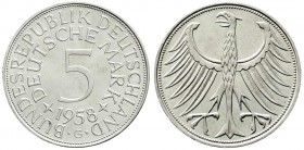 Münzen der Bundesrepublik Deutschland, Kursmünzen, 5 Deutsche Mark Silber 1951-1974
1958 G prägefrisch, winz. Kratzer