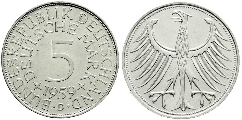 Münzen der Bundesrepublik Deutschland, Kursmünzen, 5 Deutsche Mark Silber 1951-1...