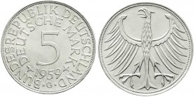 Münzen der Bundesrepublik Deutschland, Kursmünzen, 5 Deutsche Mark Silber 1951-1974
1959 G prägefrisch