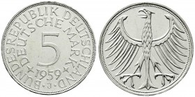 Münzen der Bundesrepublik Deutschland, Kursmünzen, 5 Deutsche Mark Silber 1951-1974
1959 J prägefrisch, kl. Kratzer