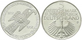 Münzen der Bundesrepublik Deutschland, Gedenkmünzen, 5 Deutsche Mark, Silber, 1952-1979
Germanisches Museum 1952 D. fast Stempelglanz, Prachtexemplar...