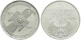 Münzen der Bundesrepublik Deutschland, Gedenkmünzen, 5 Deutsche Mark, Silber, 1952-1979
Germanisches Museum 1952 D. gutes vorzüglich, Randfehler