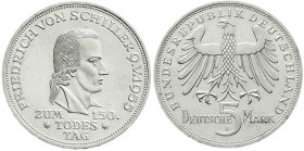 Münzen der Bundesrepublik Deutschland, Gedenkmünzen, 5 Deutsche Mark, Silber, 1952-1979
Schiller 1955 F. vorzüglich, kl. Kratzer