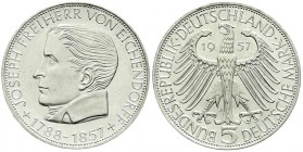 Münzen der Bundesrepublik Deutschland, Gedenkmünzen, 5 Deutsche Mark, Silber, 1952-1979
Eichendorff 1957 J. prägefrisch/fast Stempelglanz